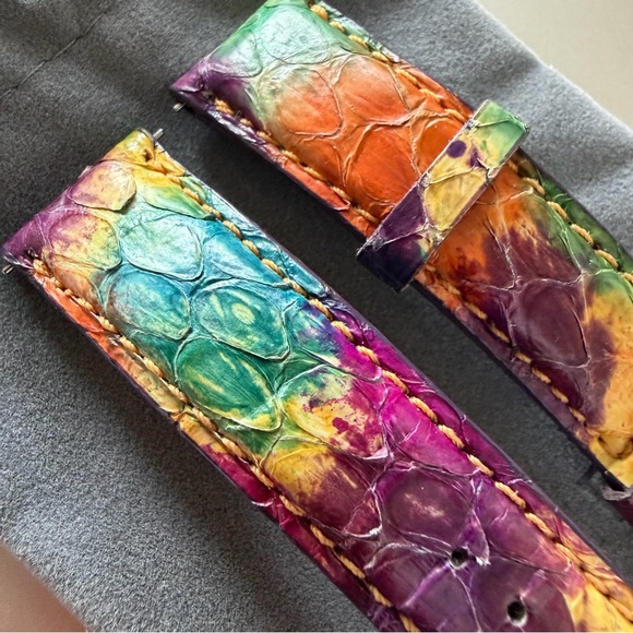 Michele Multi Rainbow Color Snakeskin Watch Strap - 18mm - Picture 2 of 15